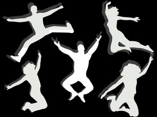 Persone che saltano in silhouette