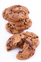 chocolate chip cookies isolated on white