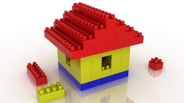 House Made Of  Plastic Blocks. White Background