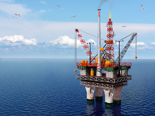 Piattaforma petrolifera in un mare calmo - 24046102