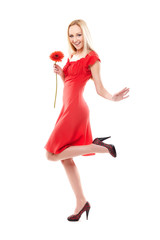 Young lady with red gerbera