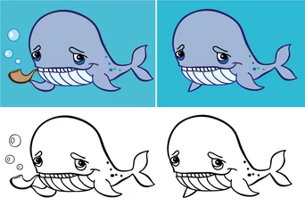 Door stickers Whale cartoon Whale