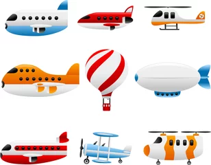 Papier Peint photo Avion, ballon icônes de voyage aérien