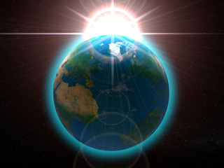 Earth with Rising Sun illustration