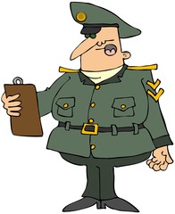 Military Man With A Clipboard