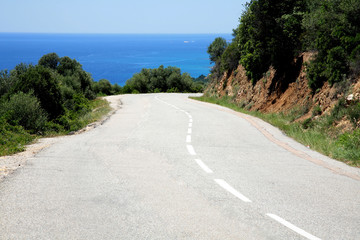 Fototapeta na wymiar Scenic road to the sea in Corsica in France