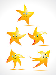 abstract stars with smiley set