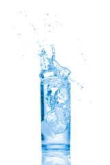 Water in a glass isolated on white background