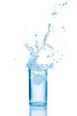 Water in a glass isolated on white background