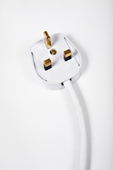 Electrical plug head on white background
