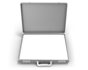 Gray briefcase with blank field - obrazy, fototapety, plakaty