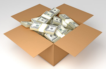 Money in the Box. HQ 3d Render. Include Clipping Path