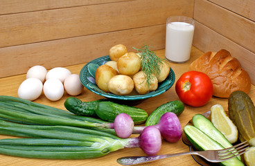appetizing boiled potatoes and  palatable makeup vegetable
