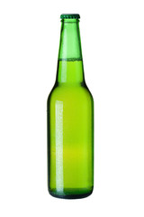 Lager beer in green bottle