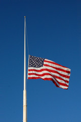 American flag at half mast