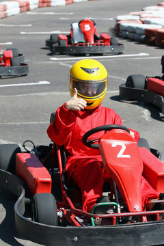 smiling young  racer