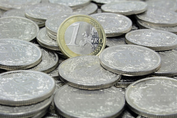 euro auf schweizerfrankenmünzen