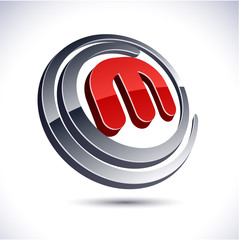 3D m letter icon.