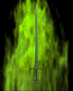 Flaming Sword - green fire