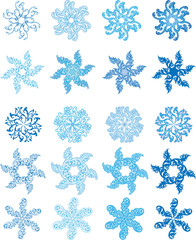 Snowflake set, vector icon, isolated on the white