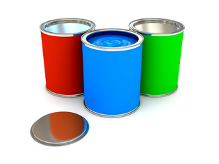 RGB color paint can over white