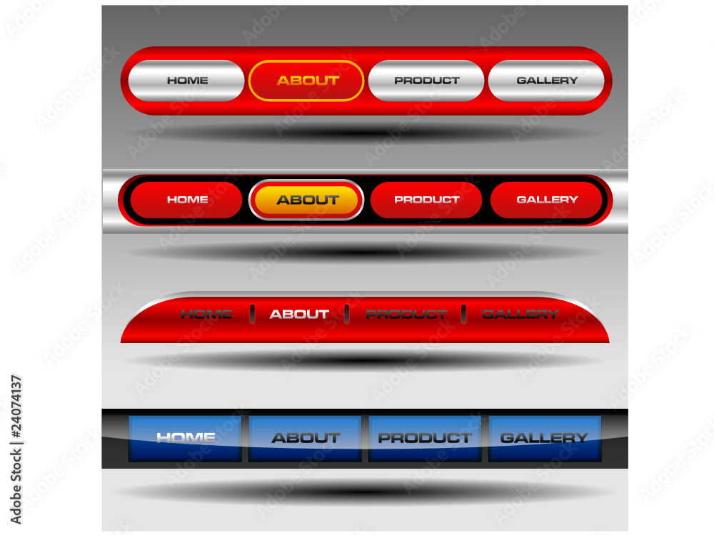 Wall mural editable website vector buttons