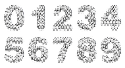 cartoon businessmen - numbers 0 to 9