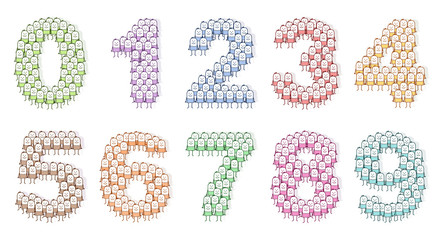 cartoon color people - numbers 0 to 9