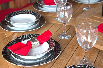 table setting with glasses and plates