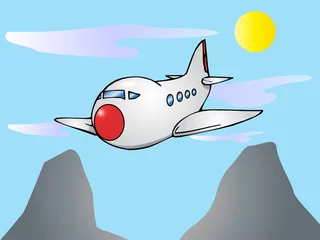 Crédence de cuisine en verre imprimé Avion, ballon Jumbo Jet blanc volant