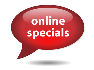 ONLINE SPECIALS Speech Bubble Icon (web internet button offers)