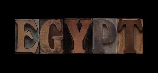 the word Egypt in old letterpress wood type