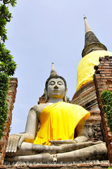 Obraz premium Buddha at Ayuthaya, Cultural World Heritage in Thailand