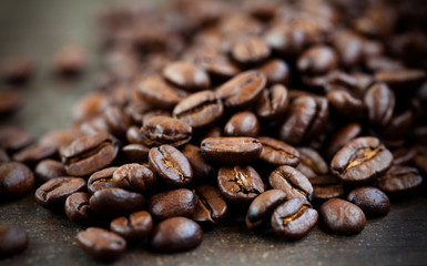 Dark roasted coffee beans