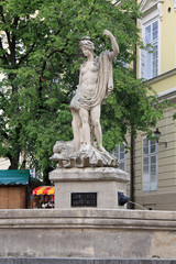 Obraz premium Ancient statue of Aphrodite on the center square of Lviv