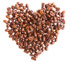 Coffee beans in a heart shape