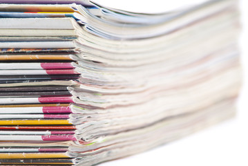 stack of colorful magazines