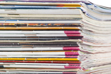 stack of colorful magazines