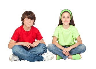 Couple of children sitting