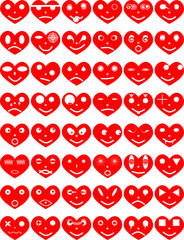 Collection from 48 hearts with the image of emotions