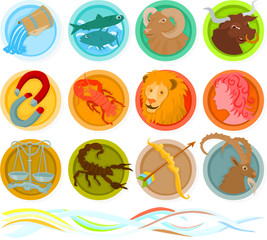Set of a zodiac icons