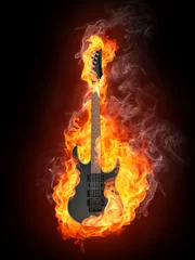 Foto op Plexiglas Elektrische gitaar in vuur © Visual Generation