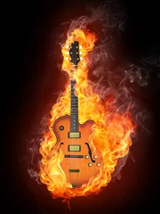Papier Peint photo autocollant Flamme Guitare électrique