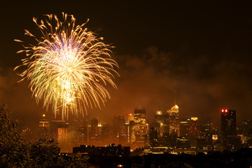 Independence day fireworks over Manhattan, New York city