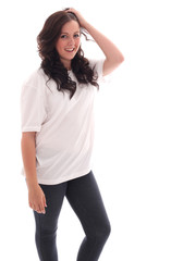 Teenage beauty in a white t-shirt