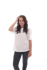 Fototapeta premium Cute teenage girl in a clean white shirt