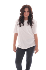 Obraz premium Beautiful teenage girl in white shirt