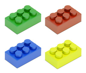 four colored child blocks 3d model