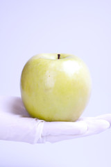 Scientist holding apple