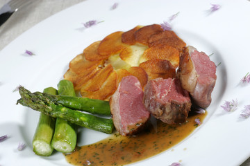 Mignon de Veau, asperges et pomme de terre